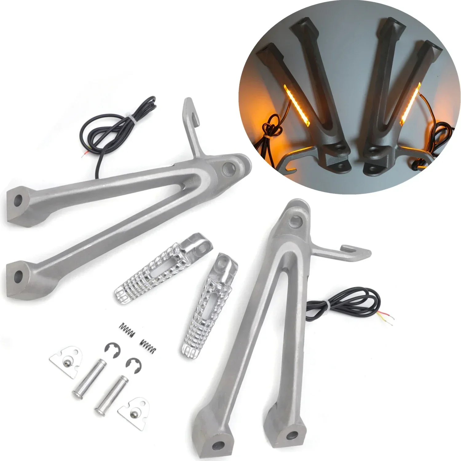 

Motorcycle LED Rear Passenger Bracket Signal Foot Peg For Suzuki GSXR 600/750 2006-2007