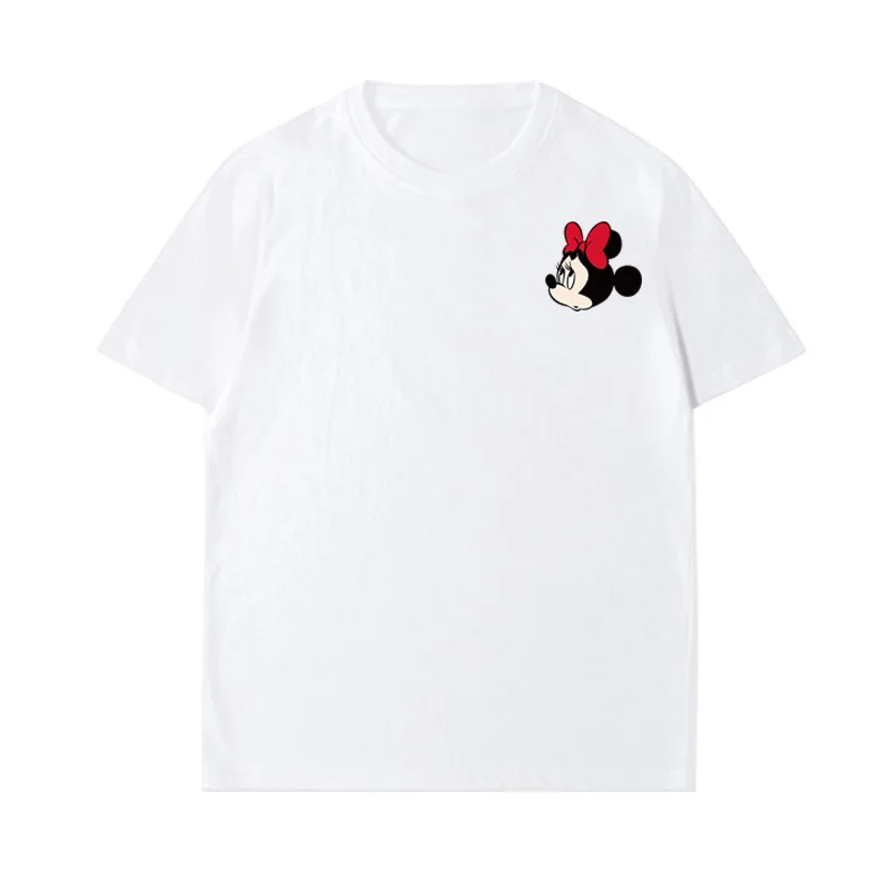 Disney mickey mouse animado impresso camiseta casal usar masculino e feminino mesmo casual esportes de manga curta família wear