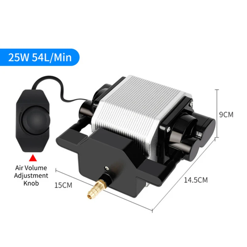 Imagem -04 - Compressor de ar Elétrico para Máquina de Corte e Gravação a Laser Velocidade Ajustável Baixo Ruído 54l por Minuto 25w