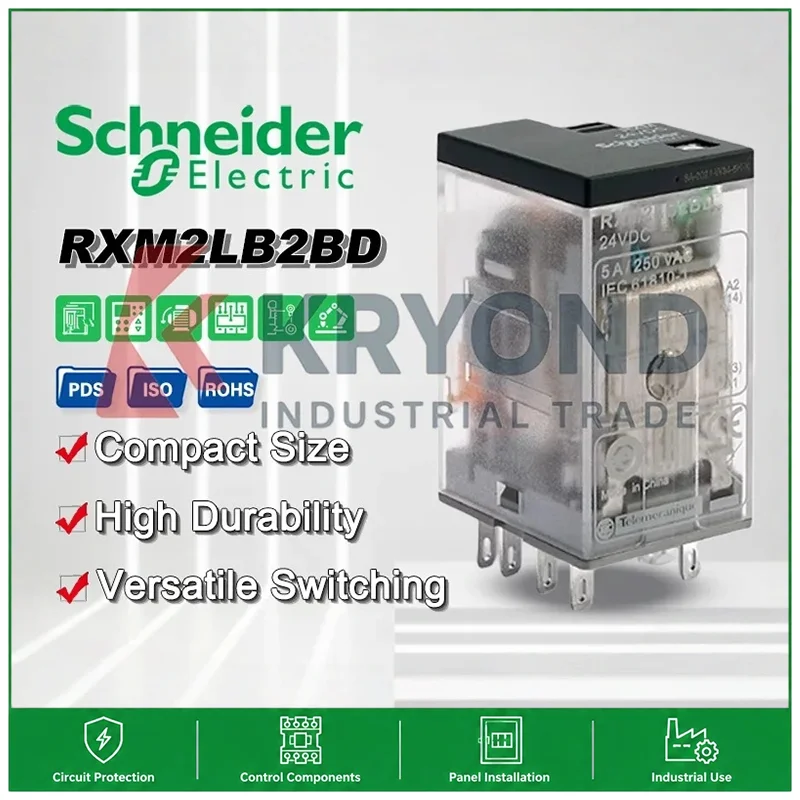 Schneider RXM/RPM Series DC24V/AC230V Intermediate Relay Changeover Contacts for Industrial Control and Automation Systems Relay