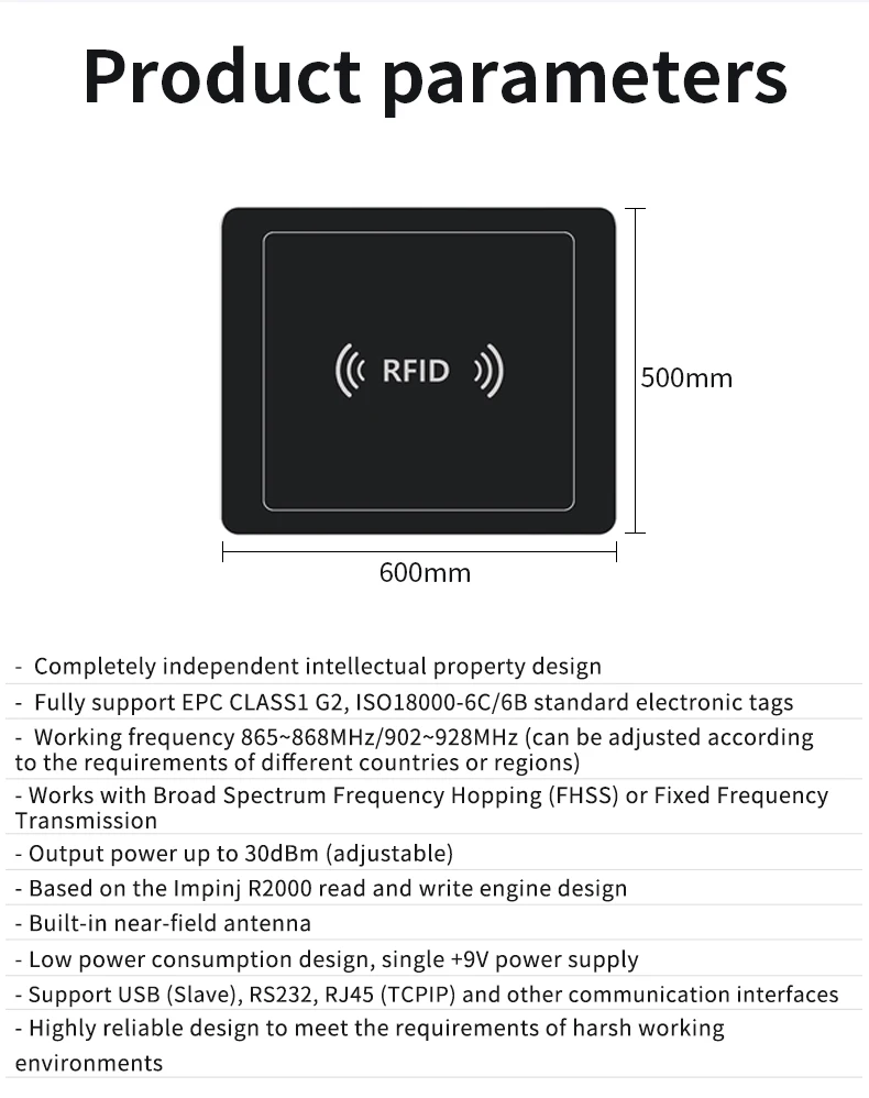 ELFDAY 30dbm USB RS232 RJ54 Impinj frequency 865~868/902~928mhz EPC CLASS1G2 ISO18000-6C/6B uhf rfid reader checkout counter