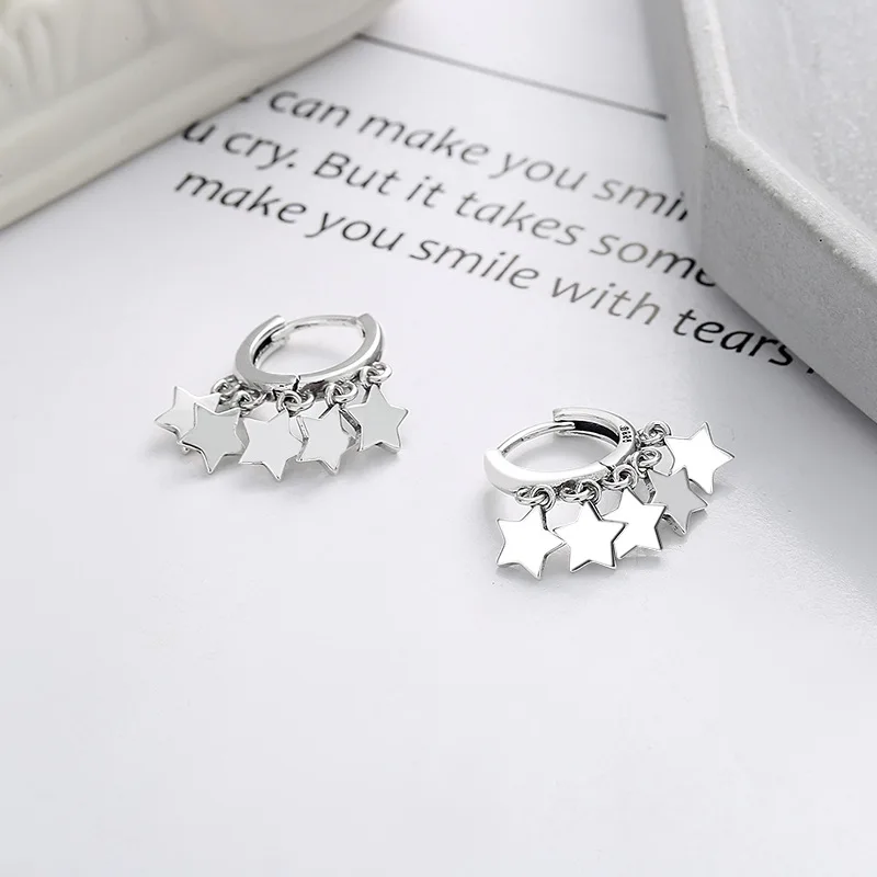 Solid 925 Sterling Silver Fashion Jewelry Multiple Star Drop Earrings For Women New XY0043