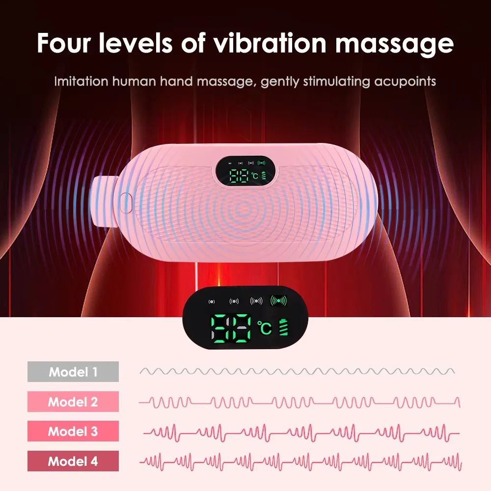 Electric Menstrual Period Massager Heating Massage Pad Belt for Female Waist Abdominal Lumbar Warm Belt Massage Device Vibration