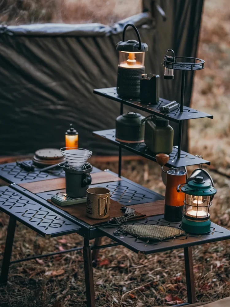 Outdoor Camping Table 2 Single Module Combination Accessories Puzzle Stack Tactical Table Wilderness Storage Rack Phantom Table