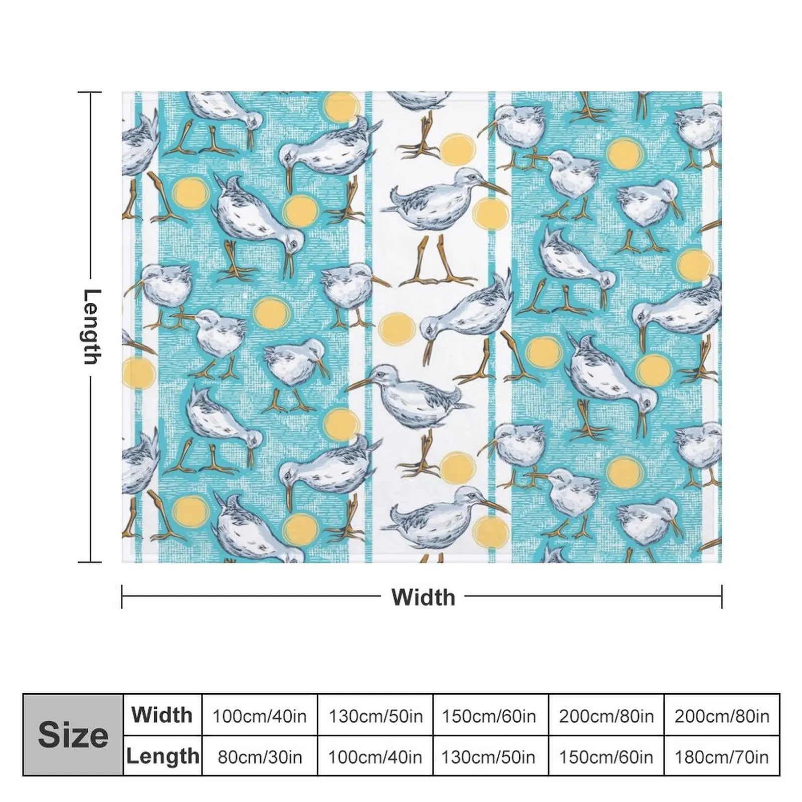 Sunny Sandpipers Pattern | Beach Blue w/ Stripes Throw Blanket Soft Beds Polar Blankets