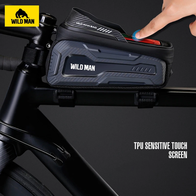 

WILD MAN Bicycle Hard Shell Mountain Bike Front Beam Package Phone Touch Screen Front Saddle Bag Riding Gear Bag
