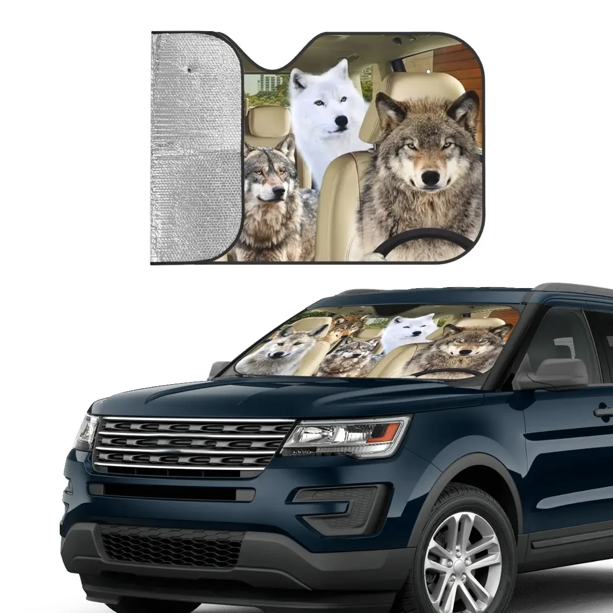 Wolf Driver Windshield Sunshade Animals Novelty Cover Front Block Window 70x130cm Sun Visor Solar Protect