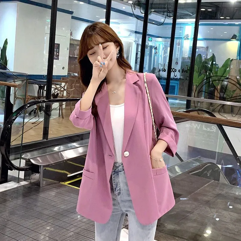 Suit Jacket Female 2024 Summer New Korean Blazer Coat Women Thin Fashion Short-Sleeved Outwear Ladies Temperament Overcoat Tops