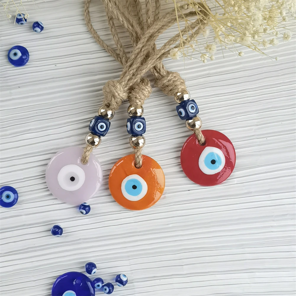 Handcrafted Blue Eye Charm - Evil Eye Pendant, Decorative Glass Wall Hanging with Multiple Color Options, Home Decor