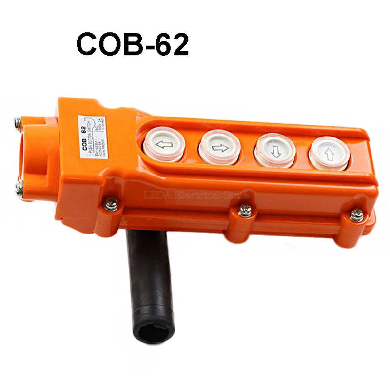 1Pcs COB-62 Rainproof Crane Pendant Control Station Push Button Switch For Hoist 4 Ways Orange Red