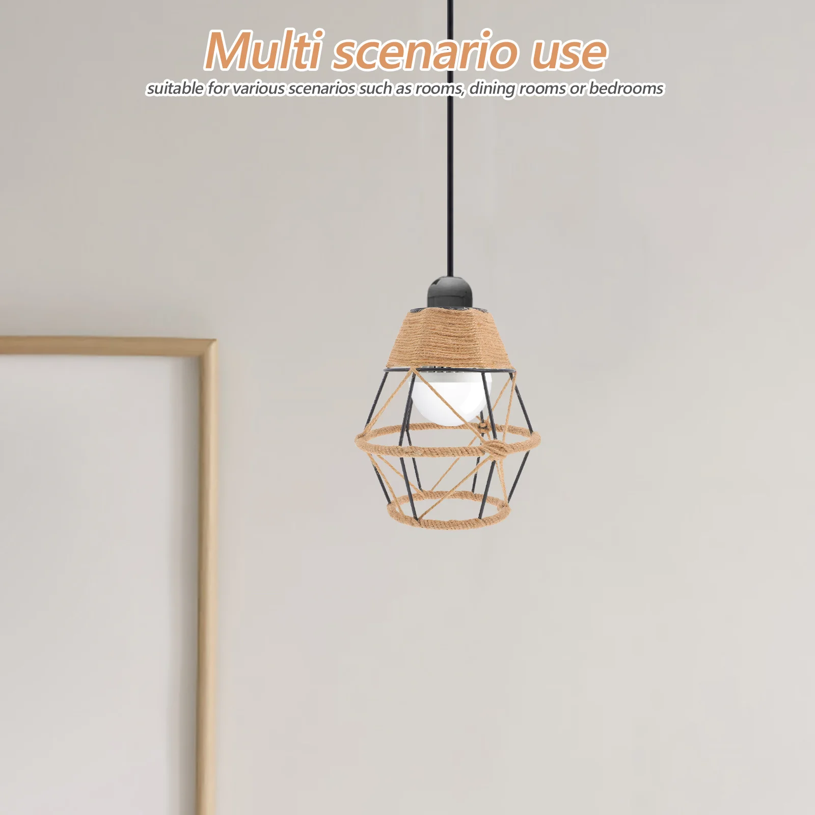 Тканый веревочный абажур, железный каркас, цоколь E27, для гостиной, столовой, спальни, фермерского дома, деревенский промышленный декор, подвеска