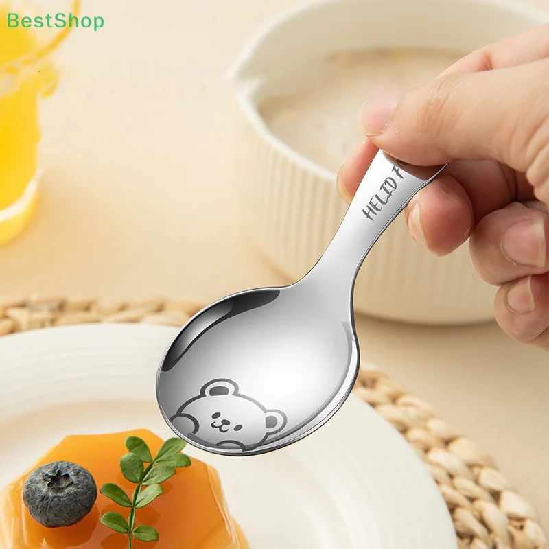 

Креативная мини-детская суповая ложка из нержавеющей стали 304, десертная ложка с короткой ручкой, милая детская посуда, совок для соли для специй