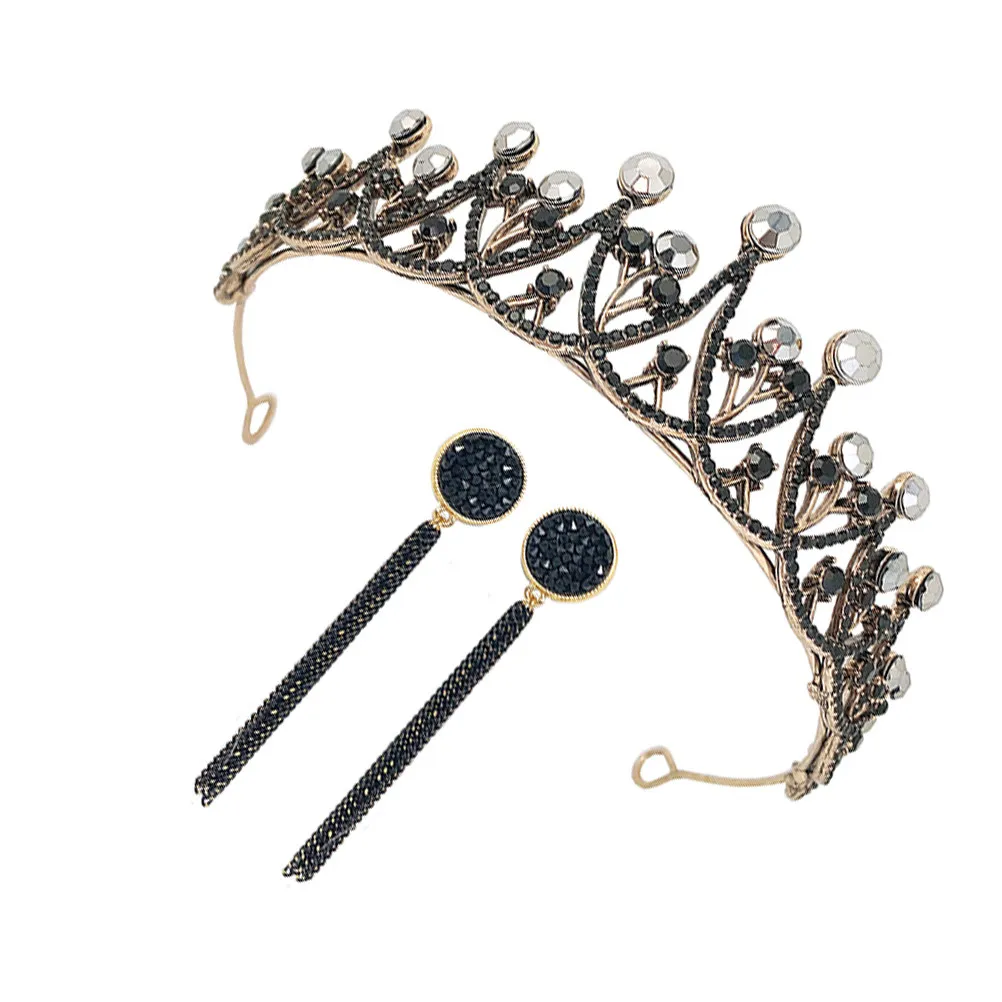 

Комплект украшений в стиле барокко: винтажная корона-ободок и серьги для невесты и подружек невесты, свадебный головной убор, аксессуары для вечеринок