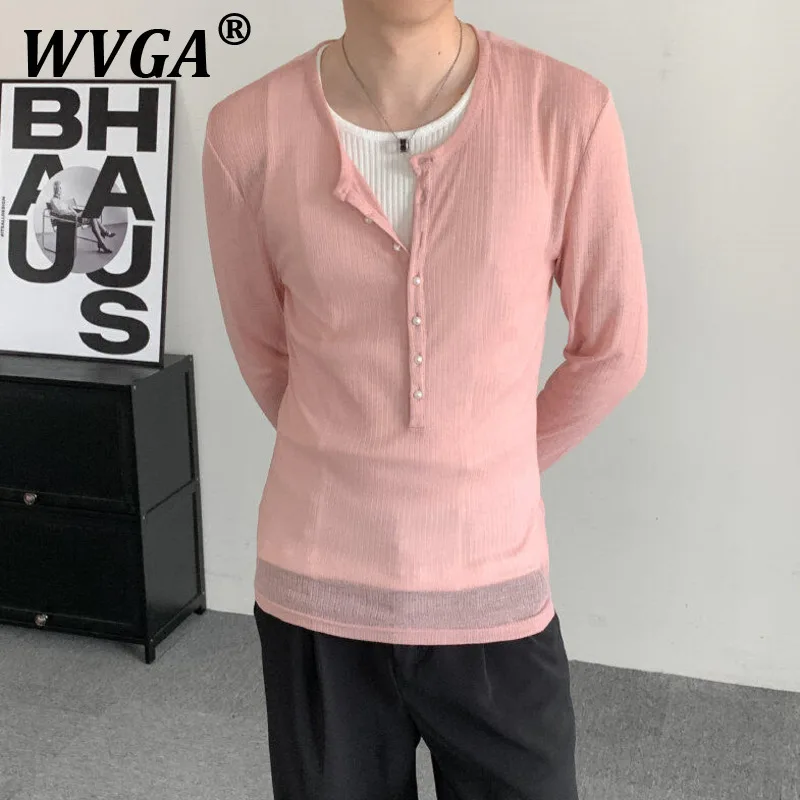 

WVGA Летняя новинка для мужчин Tide Y2K Оригинальный дизайн Элегантная модная футболка Нишевая дышащая тонкая шикарная повседневная футболка с длинным рукавом Ins W7231