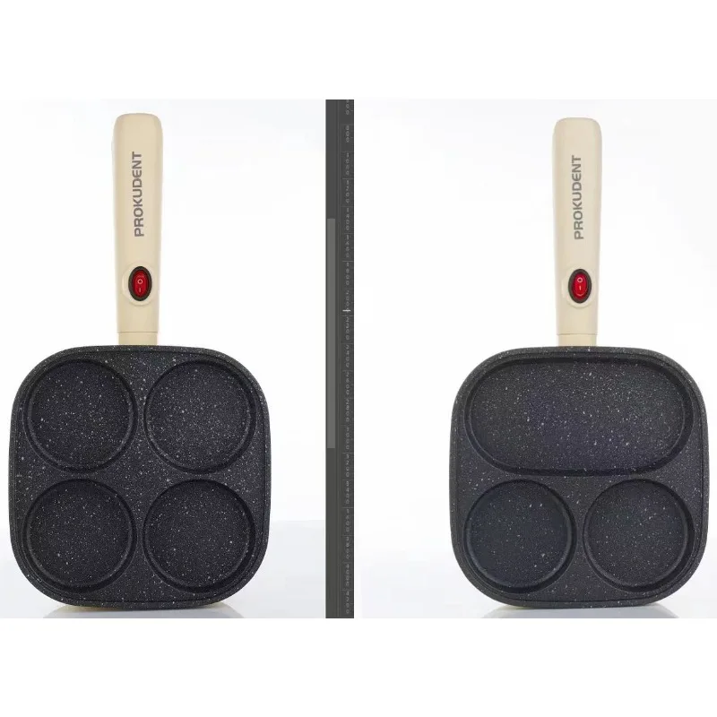 

Многофункциональная сковорода для завтрака: омлетница, аппарат для яичных бургеров, антипригарная, бытовая, с четырьмя отверстиями, подключаемая к сети