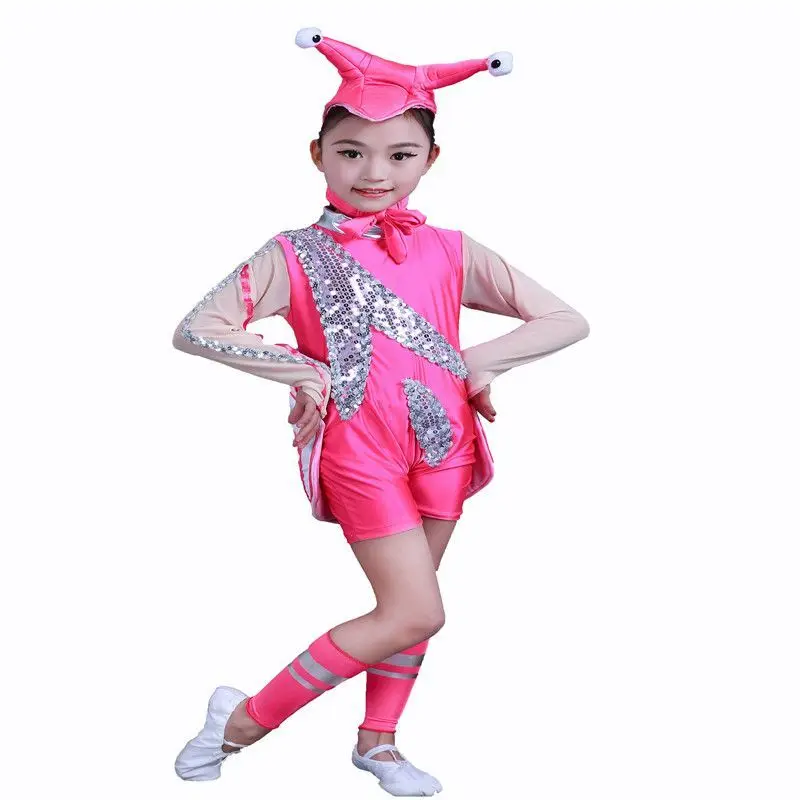 Rosa caracol traje para crianças escola palco desempenho roupas halloween animal cosplay manga longa