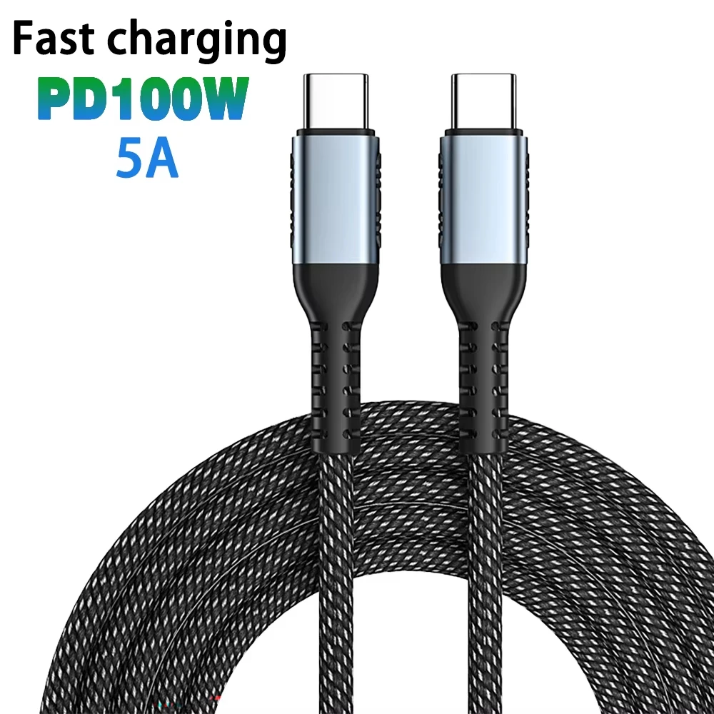 1M 2M Fast Charge Cable Type USB C 100W Type C Charger Cable For iPhone 17 16 15 Samsung Xiaomi MacBook Pro With E-Marker Chip