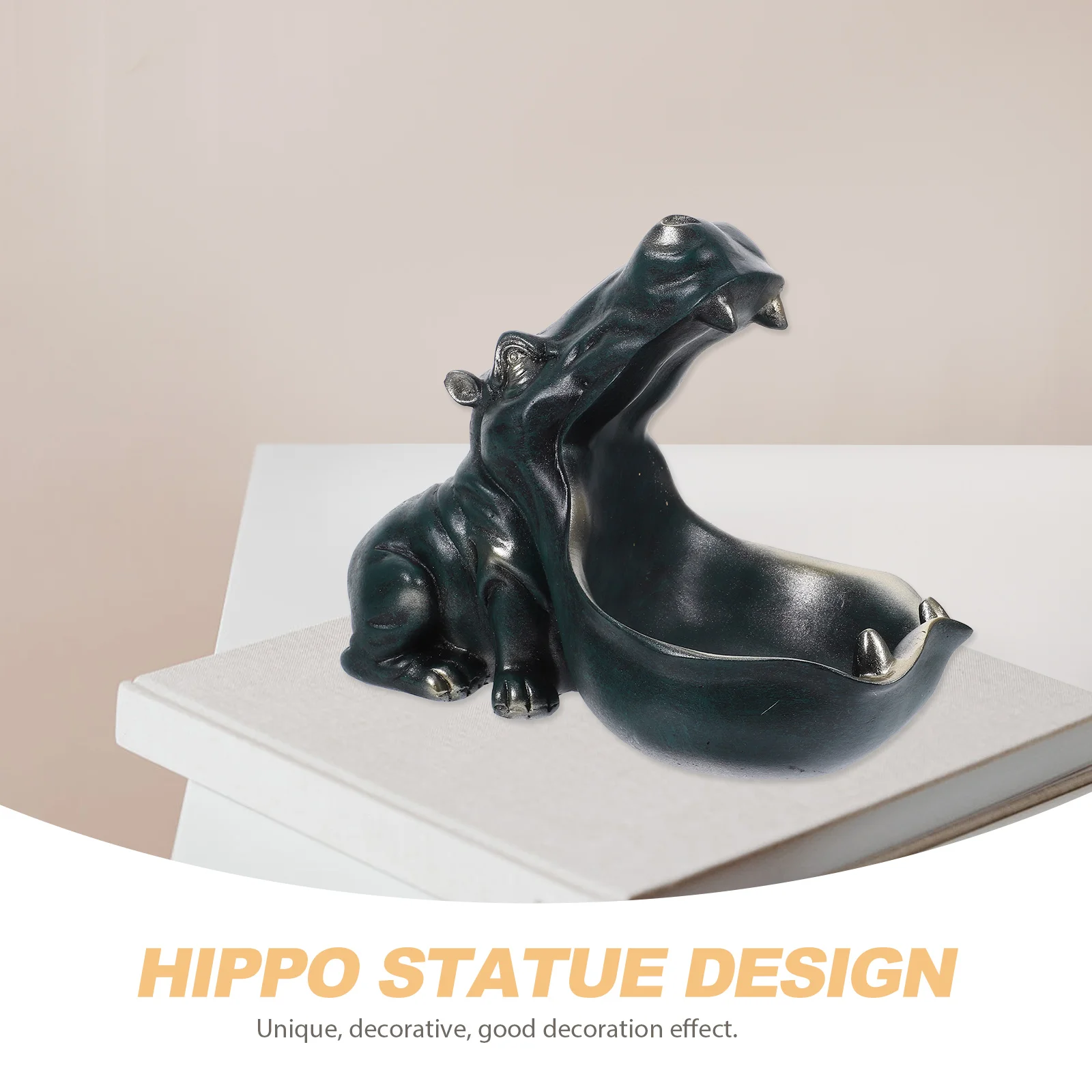 

Hippo Sculpture Resin Table Organizer Decorative Key Tray Candy Holder Sundries Storage Box Home Desk Unique Decor Art