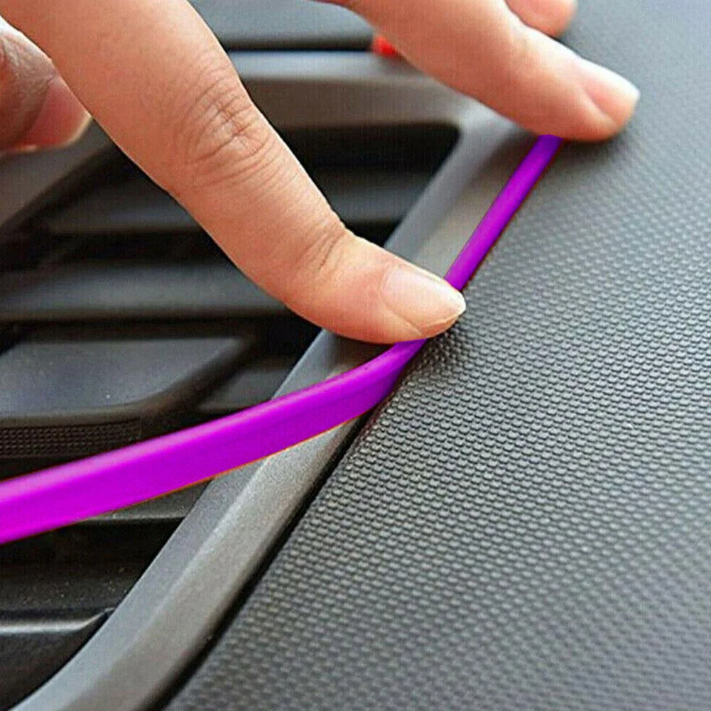 5M Car Molding Line Interior Decor Purple Point Edge Gap Door Panel Accessories Decoration Moulding Trims Strips