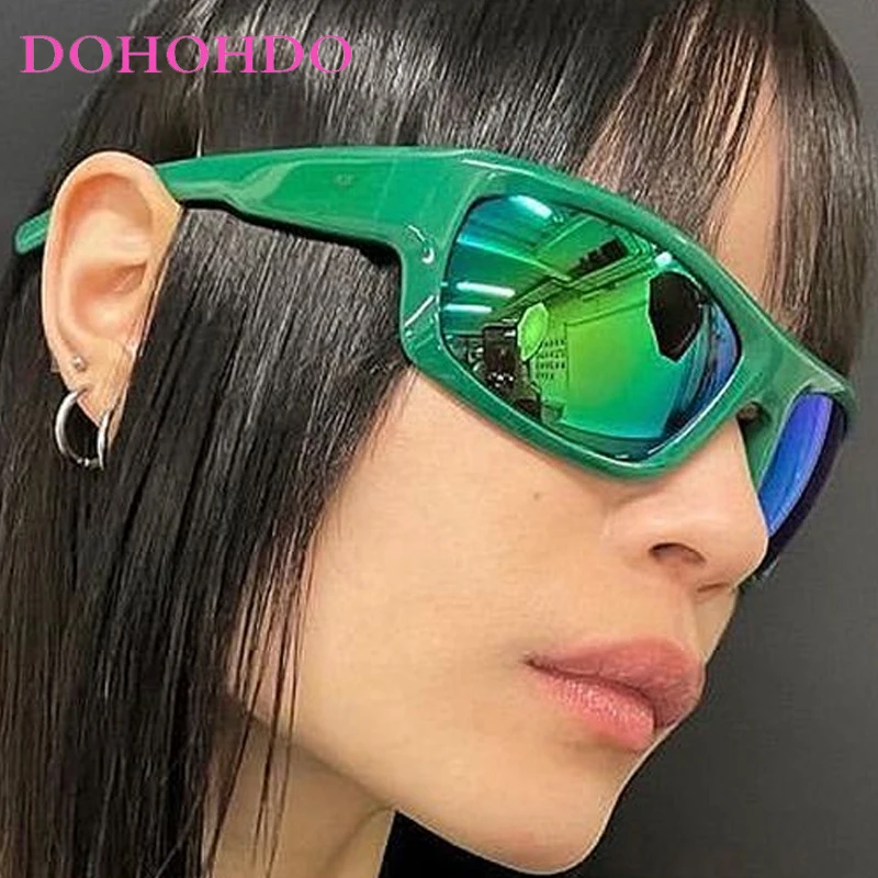 

DOHOHDO Fashion Sunglasses Cycling Sports Sun Glasses Women Punk Goggles Retro Steampunk Men Silver Lens Shades UV400 Eyewear