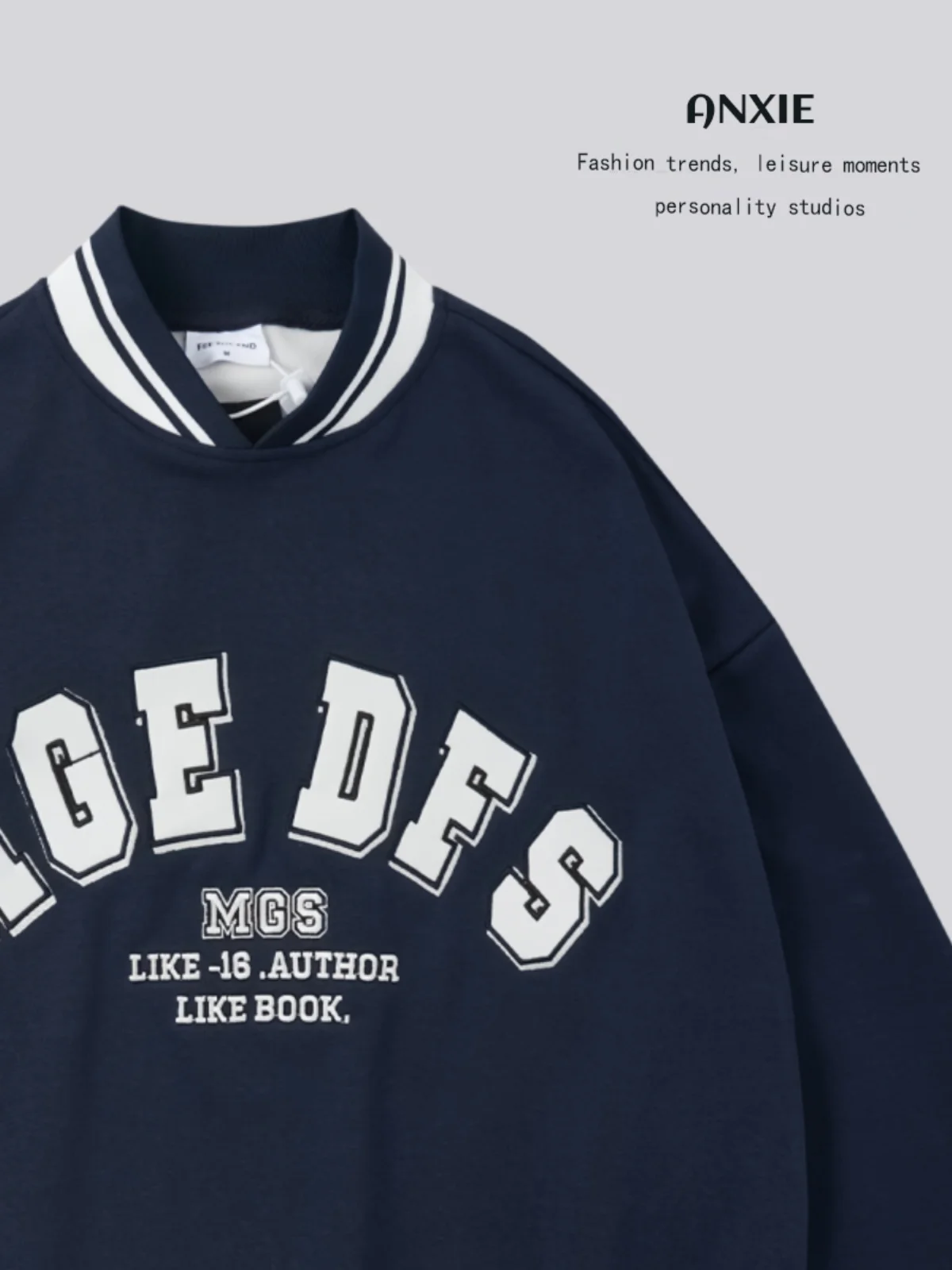 

Свободная толстовка ANXIE для пар, с цветовыми блоками и небольшим дизайном, весенне-осенняя джинсовая куртка для мужчин и женщин