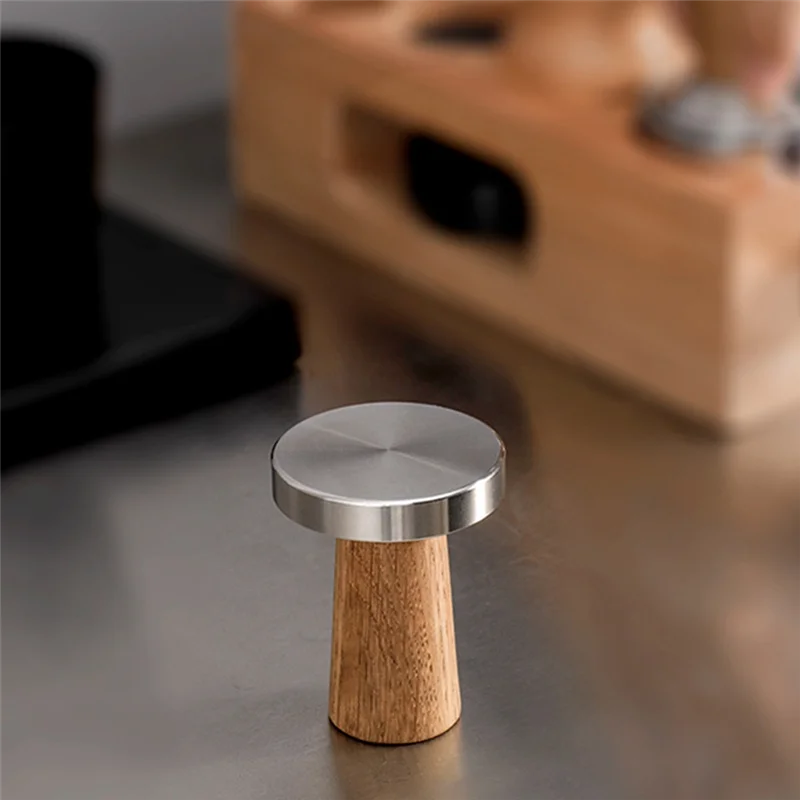 A006-Coffee Tamper Espresso Stamp: Tamper de café Cabo de madeira real, Tamper de café expresso inclui almofada de silicone