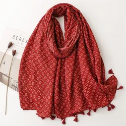 New Fashion Aztec Polka Floral Tassel Viscose Shawl Scarf Lady Thick Soft Winter Muffler Headband Foulard Sjaal Wrap Hijab Snood