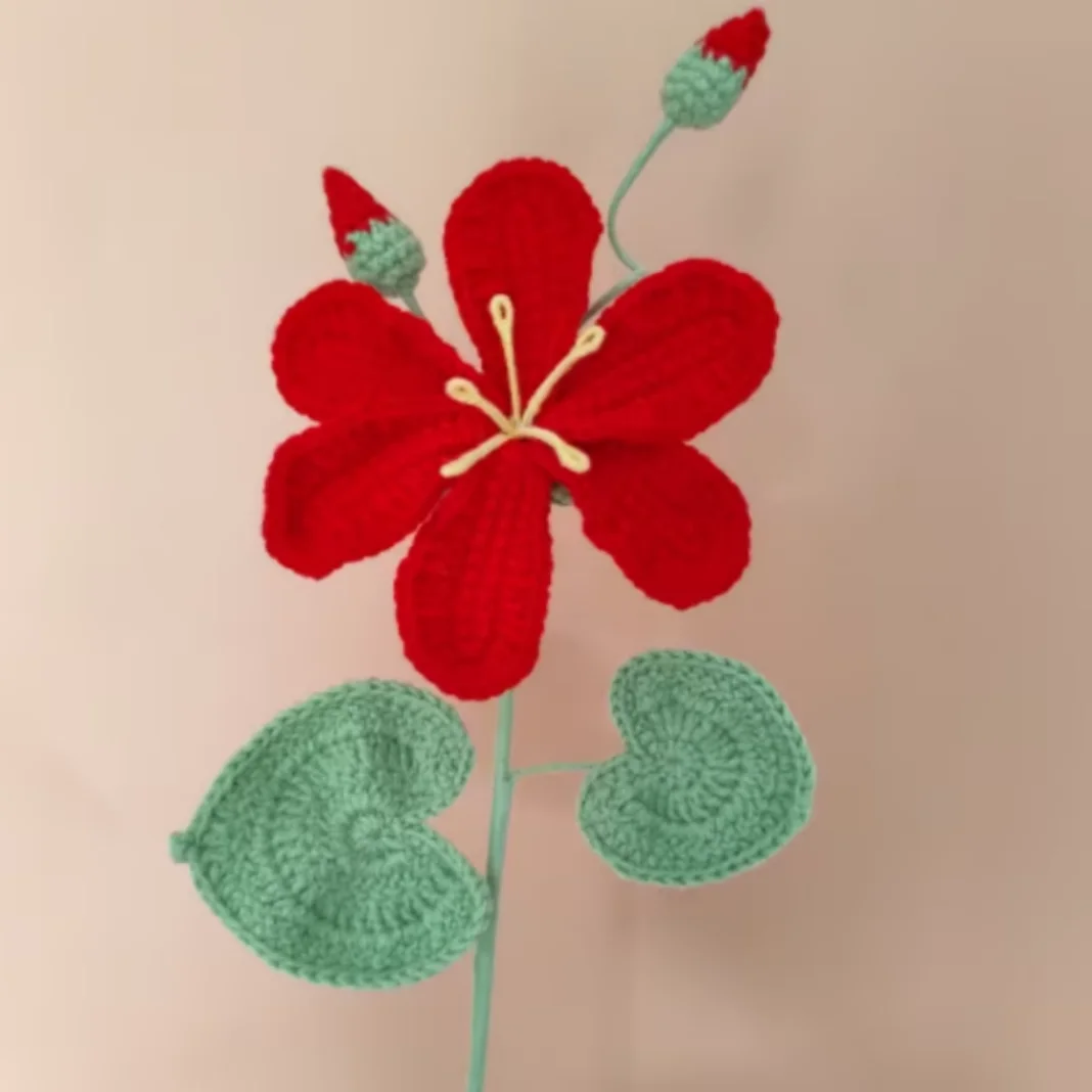 Hand woven one flower, two leaf tung oil flower, suitable for home decoration, hotel ornaments, wedding supplies, holiday gifts