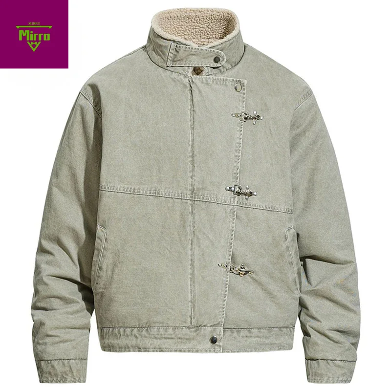 

Men's Winter Jackets Plush Warm Parkas Coat Vintage Padded Jackets Streetwear Harajuku Hip Hop Jackets Outwear