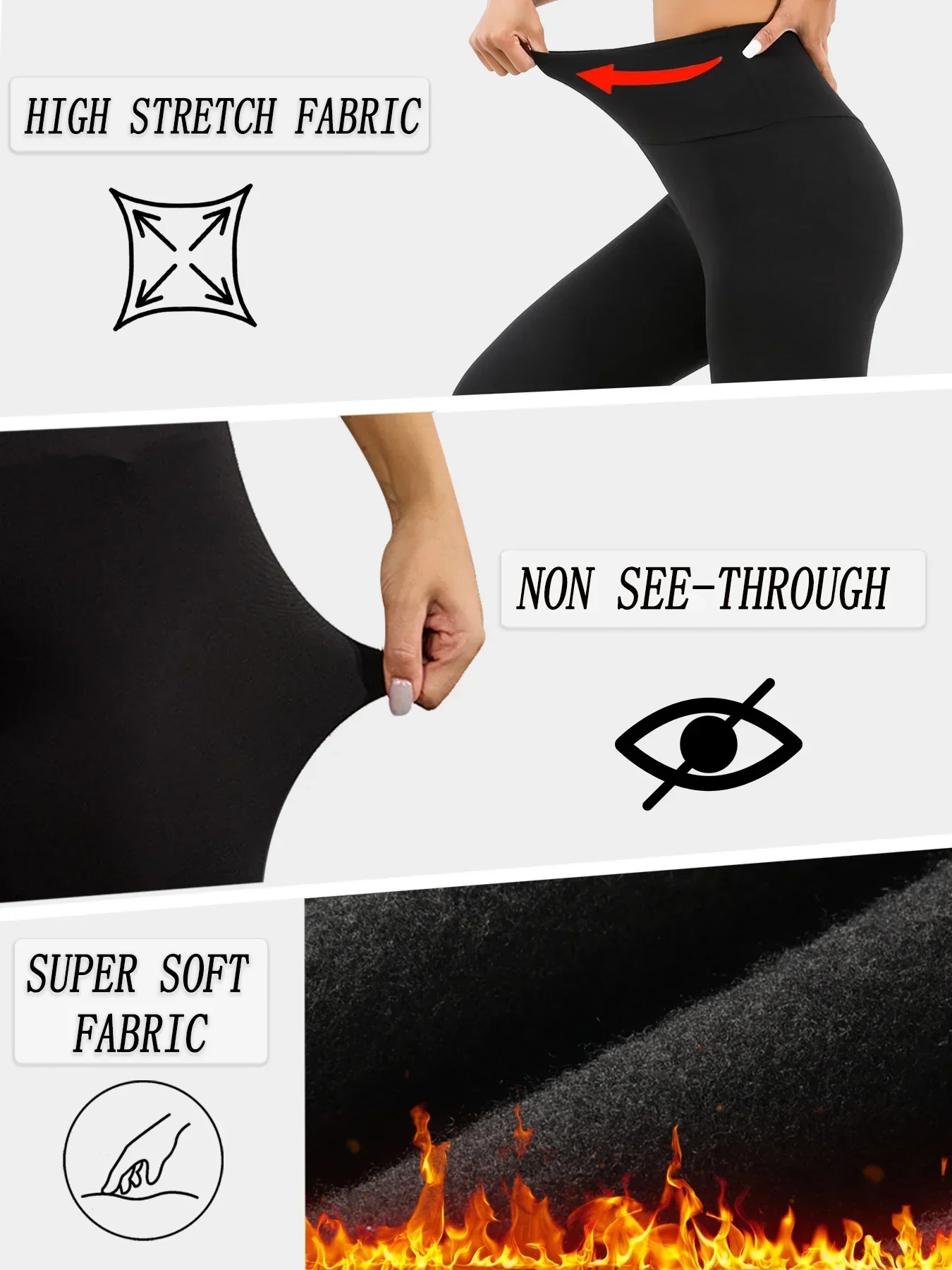 3 Pack Womens Thermal Fleece Lined High Waisted Leggings. Workout Winter Warm Thick Tights Soft Yoga Pants