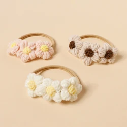 Nylon Baby Headbands Girls Handmade Crochet Sunflower Turban Children Elastic Hairbands Woolen Kid Hair Accessories for Newborn