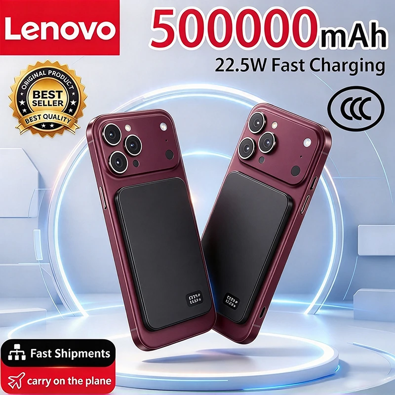 Lenovo 50000mAh Large Capacity Power Bank Wireless Magnetic Ultra Fast Charging For Magsafe PD22.5W External Battery For iPhone