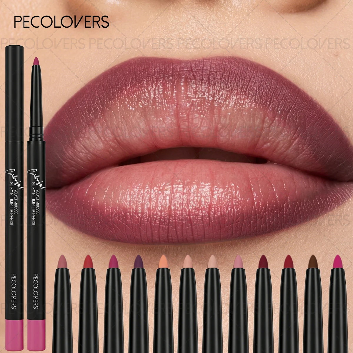 Matte Lip Liner, Natural Lipstick Pen for All Light Types, Accurate Defind Lip Lines, Nude Pink Beige Red Tones, Daily Makeup