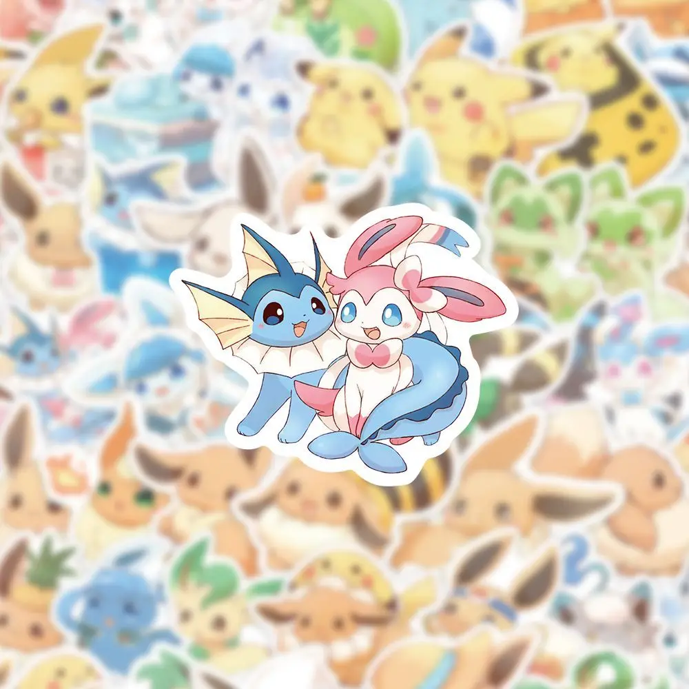 60 قطعة ملصقات الكتابة على الجدران Eevee اللطيفة Sylveon بوكيمون أنيمي الكرتون ملصق مائي الأمتعة كأس الهاتف الغيتار الثلاجة سجل القصاصات ألعاب أطفال