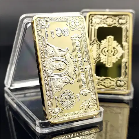 1Pcs 1899 Year US Dollar Gold Bar 2 US Dollar Gold Plated Metal Crafts Commemorative Coin Collection Business Gifts Beautiful