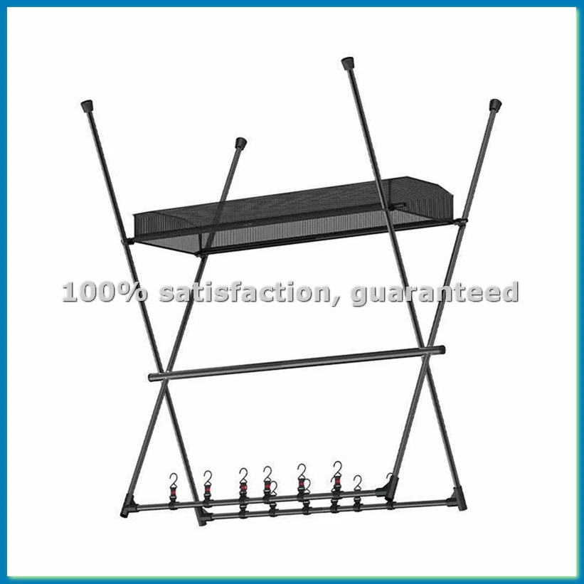 

Three-Bar Frame Camping Rack Folding Ultra-Light Camping Tripod Travel Sundries Hanger 50x68x88cm +Mesh Bag-ABHG