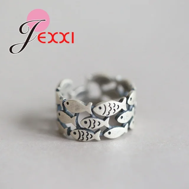 2025 New Arrival 925 Sterling Silver Fish Rings For Women Christmas Gifts Adjustable Open Ring Ladies Boho Jewelry Anillos