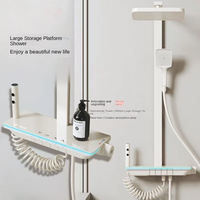 Intelligent Constant Temperature Digital Shower Head Set 40CM Large Storage Platform All Copper Body LED Ambient Light