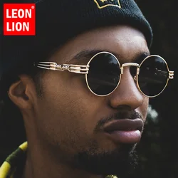 LeonLion New Steampunk Sunglasses Men Retro Round Frame Ladies Eyewear Luxury Glasses Punk Shades for Men Gafas De Sol Mujer