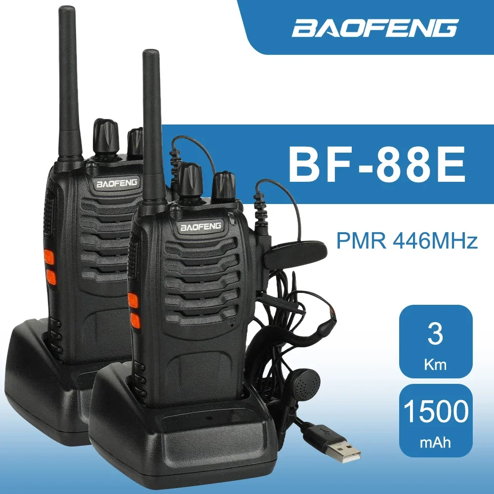 Baofeng 2Pcs BF-88E PMR446MHz Two Way Radio Transceiver 1500mAh PMR Radio Handheld 0.5W Walkie Talkie with Earpiece