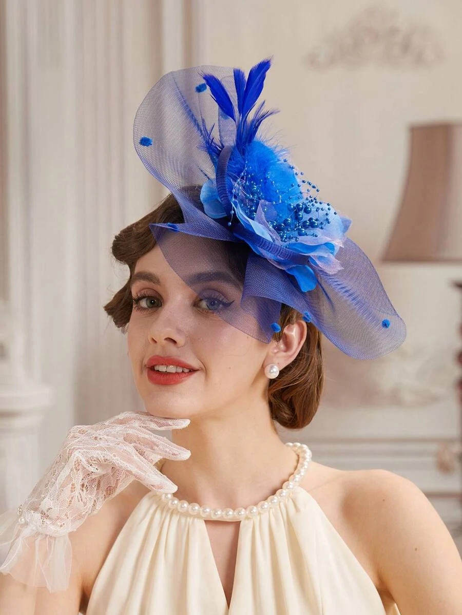 1Pc Fascinators Hats For Women Fancy Tea Party Hats Kentucky Derby Hats Feather Hair Clip For Wedding Party Church Hats - view 2