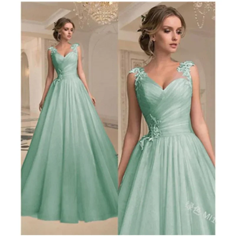 Guaze Prom Dress Long Evening Cocktail Mermaid Dress Sweet Girls Sleeveless A-line Wedding Party Dress