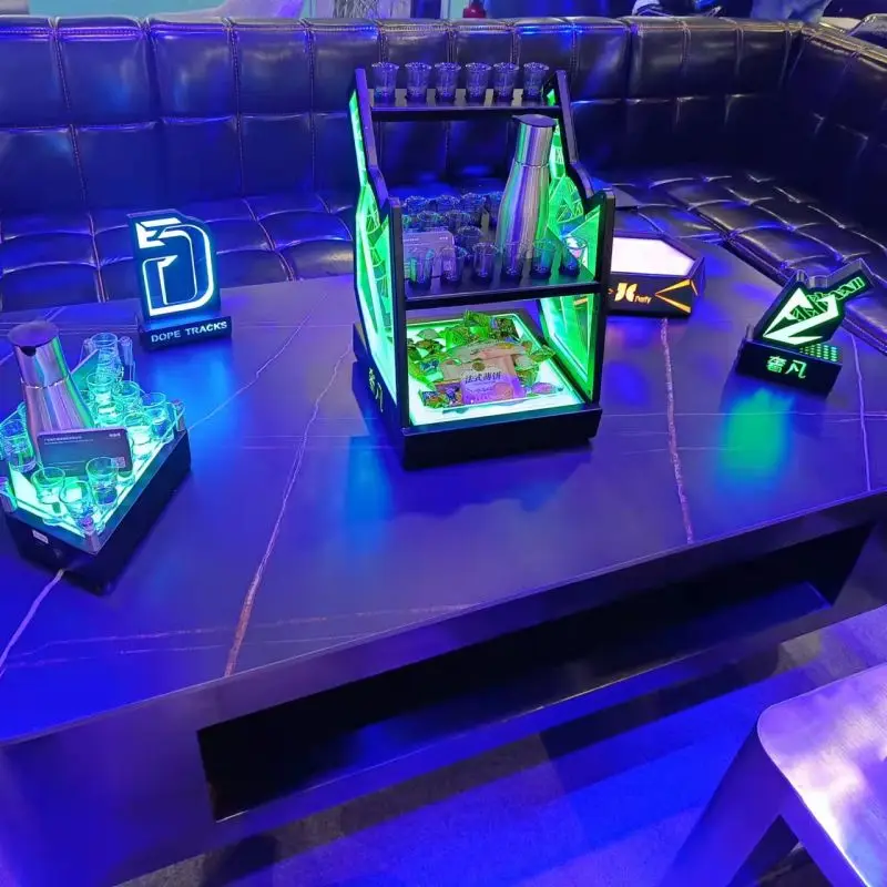 Shefan Led Fruit Bowl LED Tray Racks Luminous Wine Holder Display Presenter Glowing Ice Bucket Cocktail Glass Holder