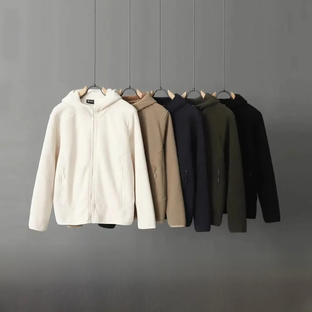 

Thiened Fce Lamb Fur Jaet Line Hooded Women's Coat Warmth Outerwear Stand Fit Long Sve Zipper Closure