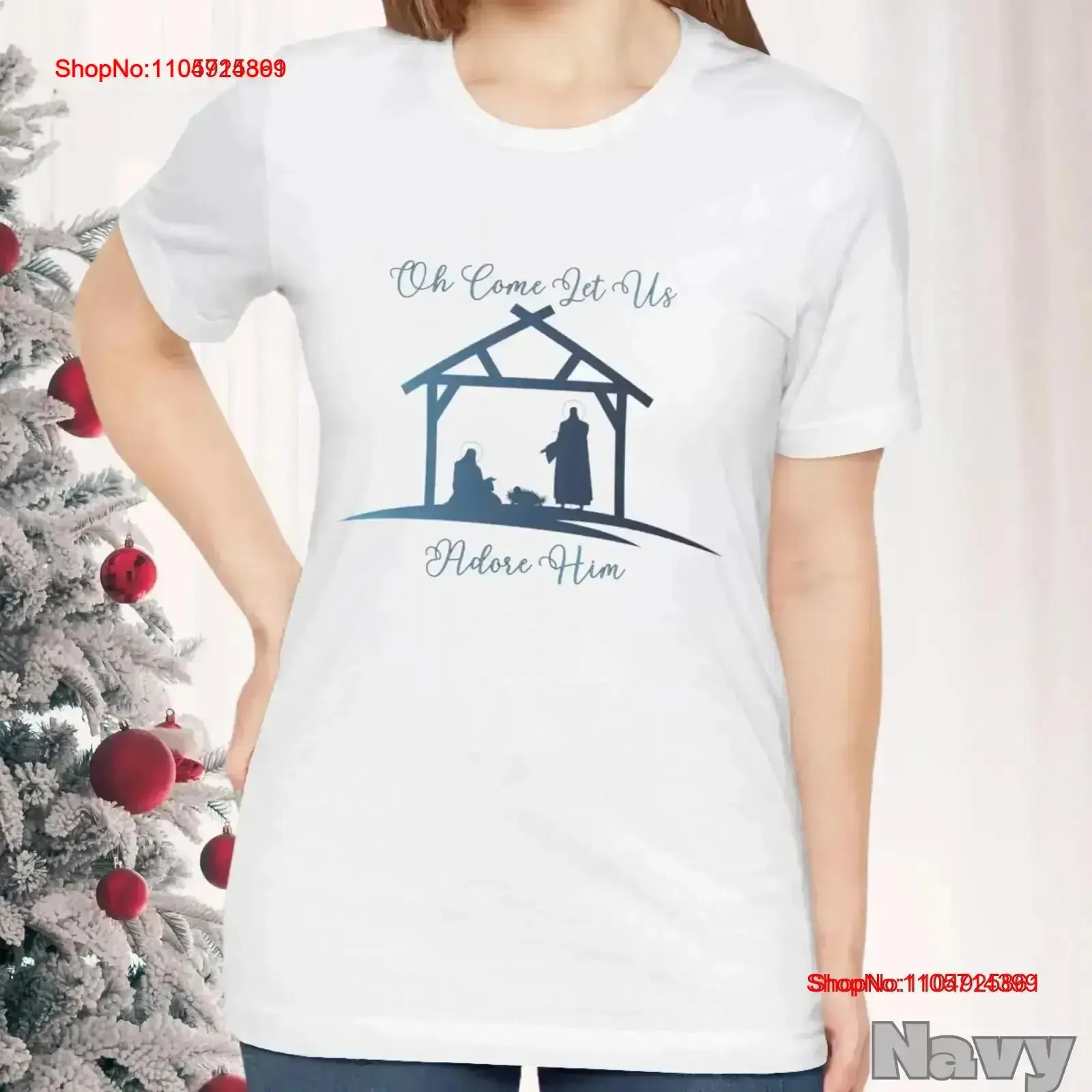 Oh Come Let Us Adore Him Christian Christmas Nativity Scene T Shirt Faith Based Holiday GifT For Religious Celebrations Soft