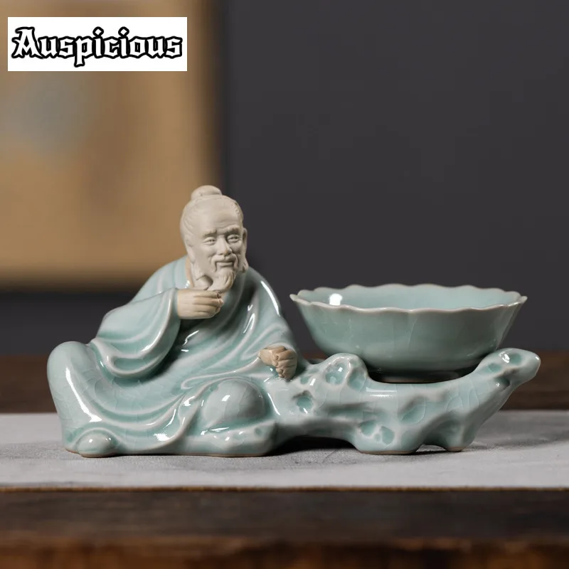 Handmade Longquan Celadon Character Tea Separator Infusor Boutique Tea Strainer Dispenser Tea Maker Tea Filter Teaset Collection