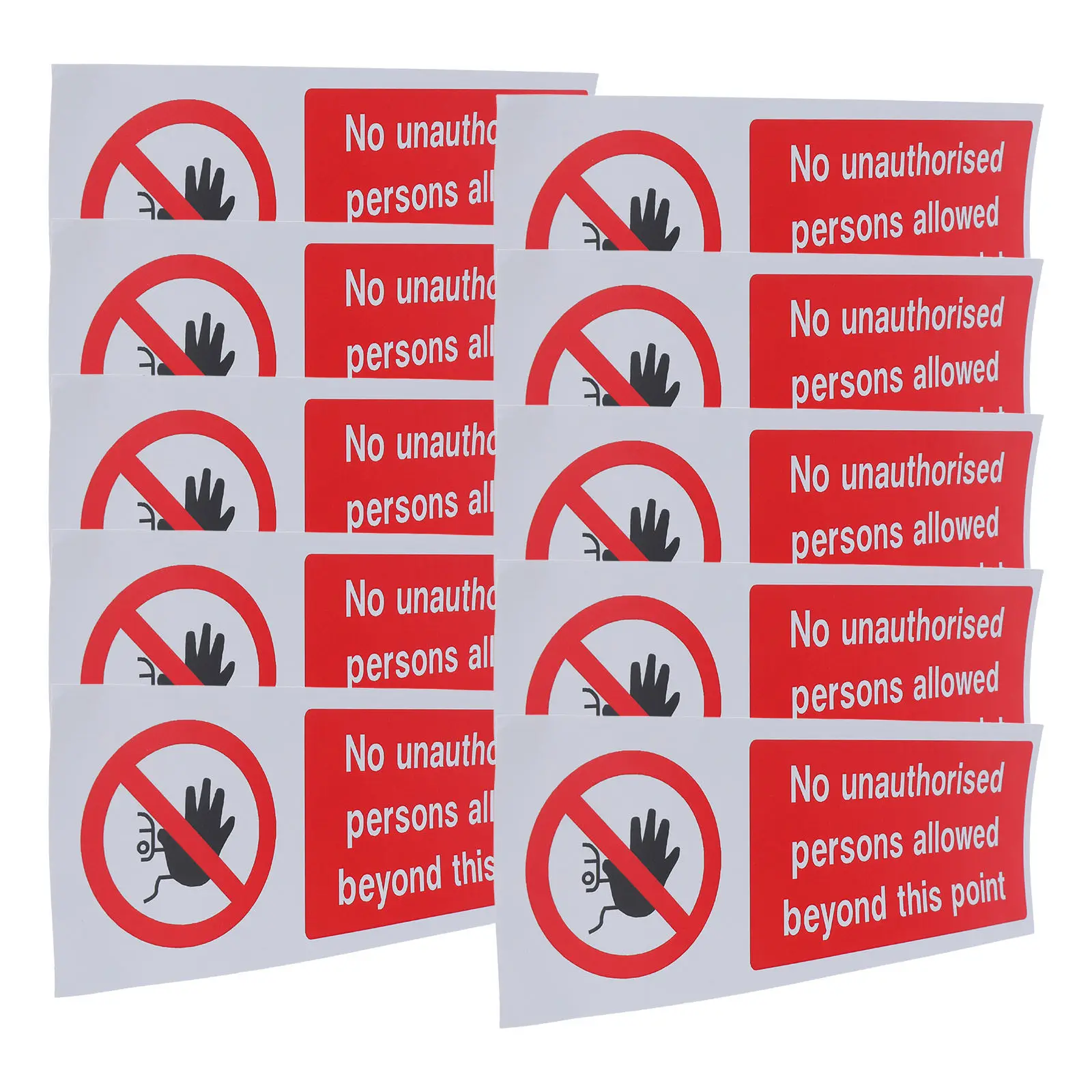 

10Pcs No Entrance Warning Sign Stickers High Visibility Safety Caution Labels for Indoor Outdoor Private Restricted Areas