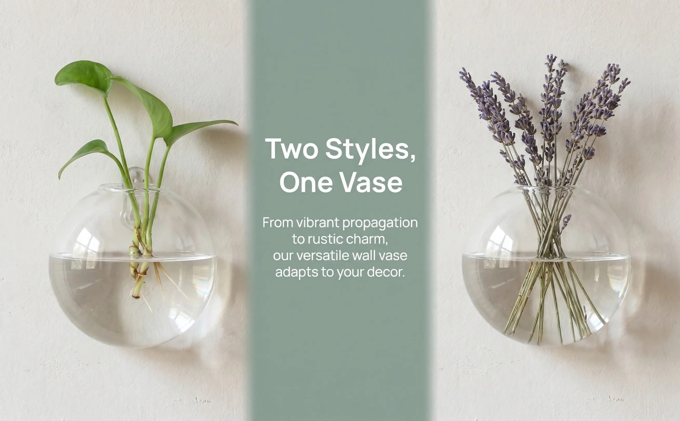 4Pcs Clear Glass Wall Vase Set Modern Elegant Hanging Flower Vase for Home Decor Living Room Bedroom Office Space Saving