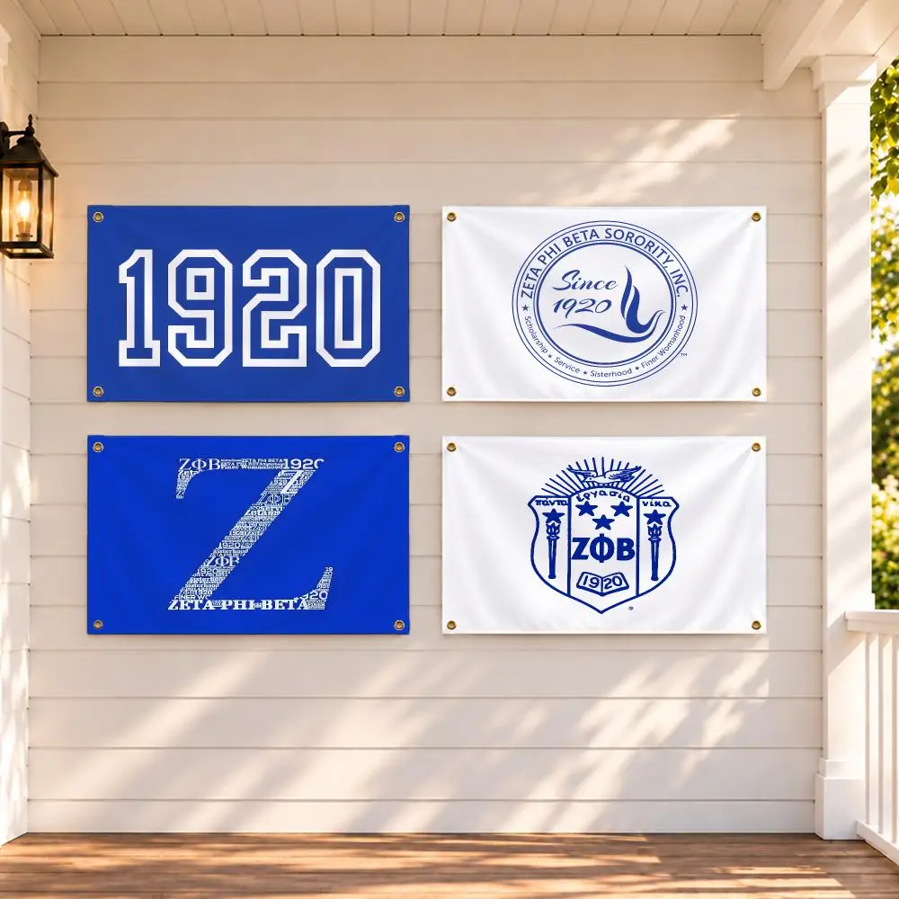 Sorority Zeta Phi Beta Flags Fabric Pennant Banner, Indoor Outdoor Decor for Garden Yard Camping Birthday Bedroom