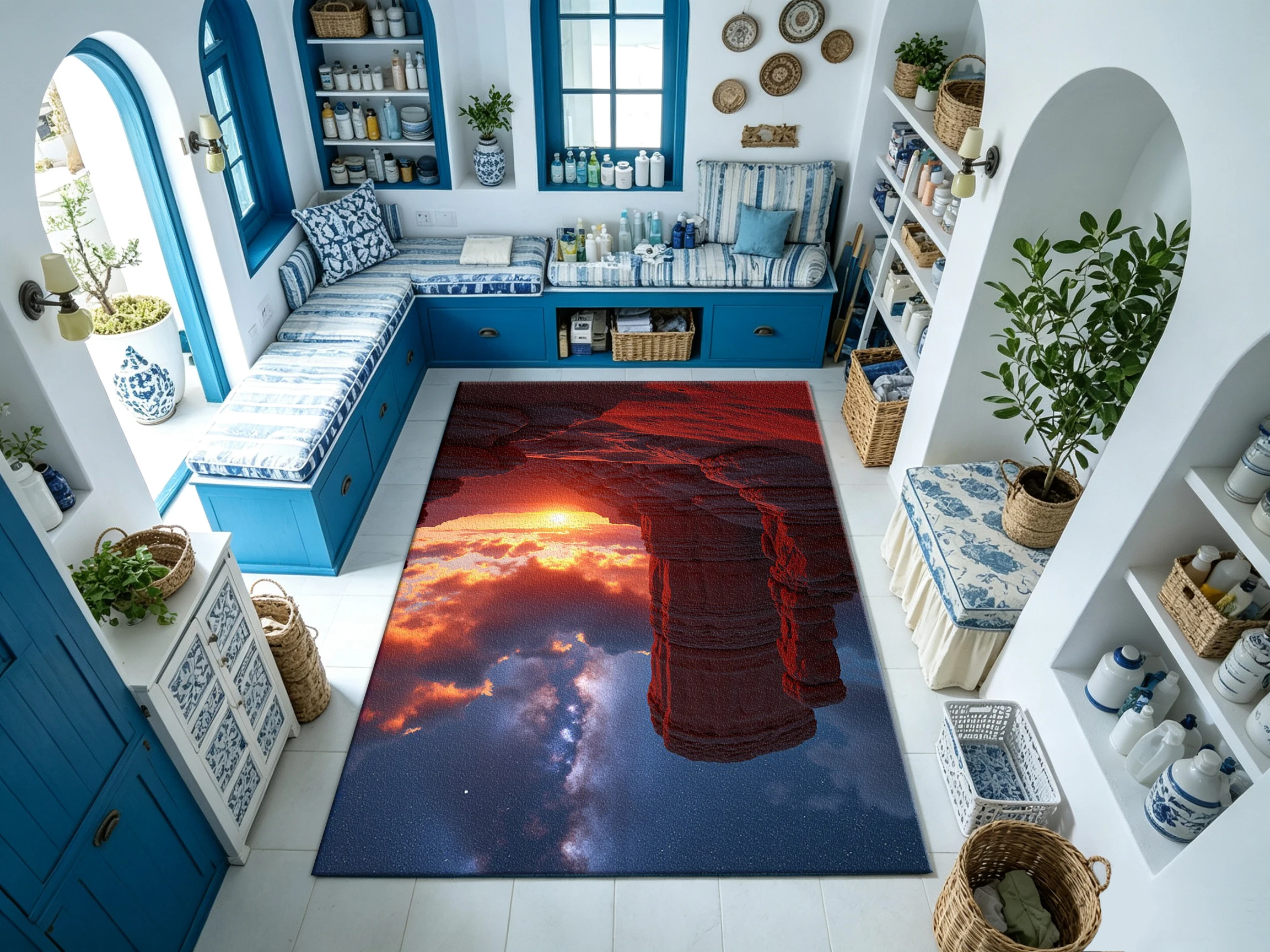 Desert Rock Arch Starry Sky Carpet Floor Sunset Landscape Floor Mat Art Home Interior Decoration